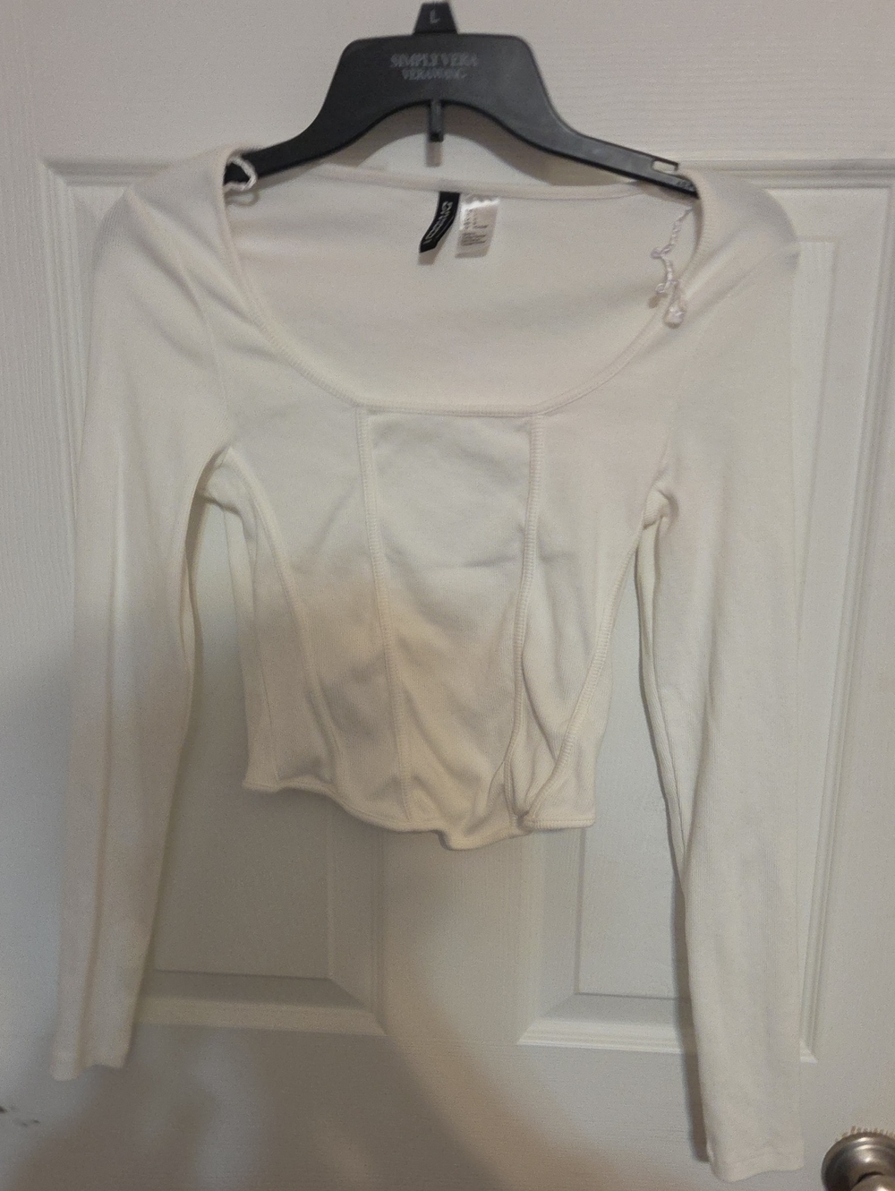 Divided Women's Long-Sleeve Scoop Neck Top in White